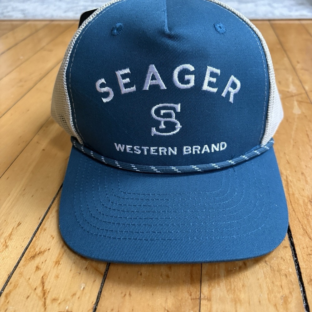 Seager Company Hat Mens Trucker Snap Back Western Rope Cap Logo